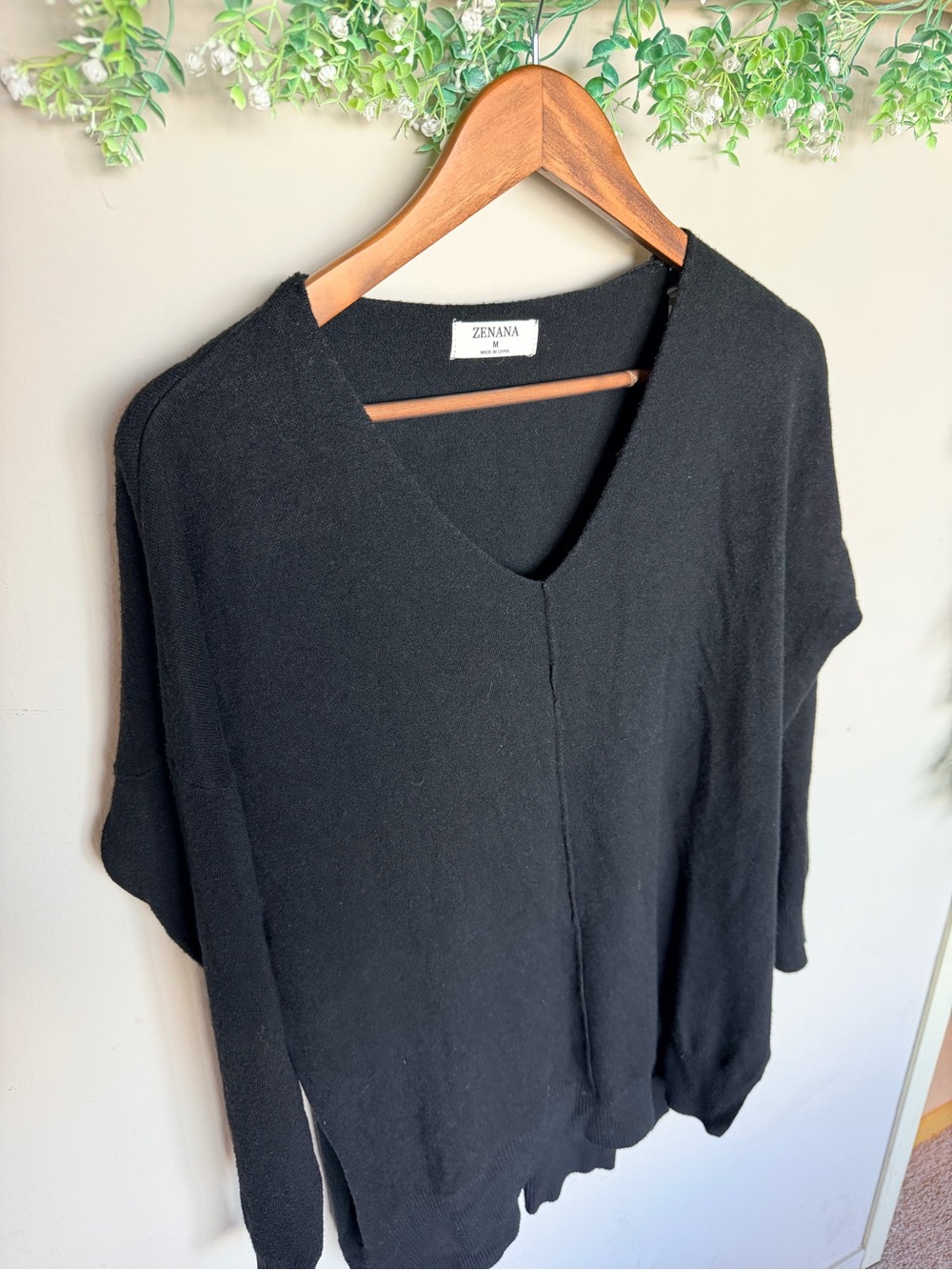 Zenana Oversized V Neck Soft Sweater Tunic | size M